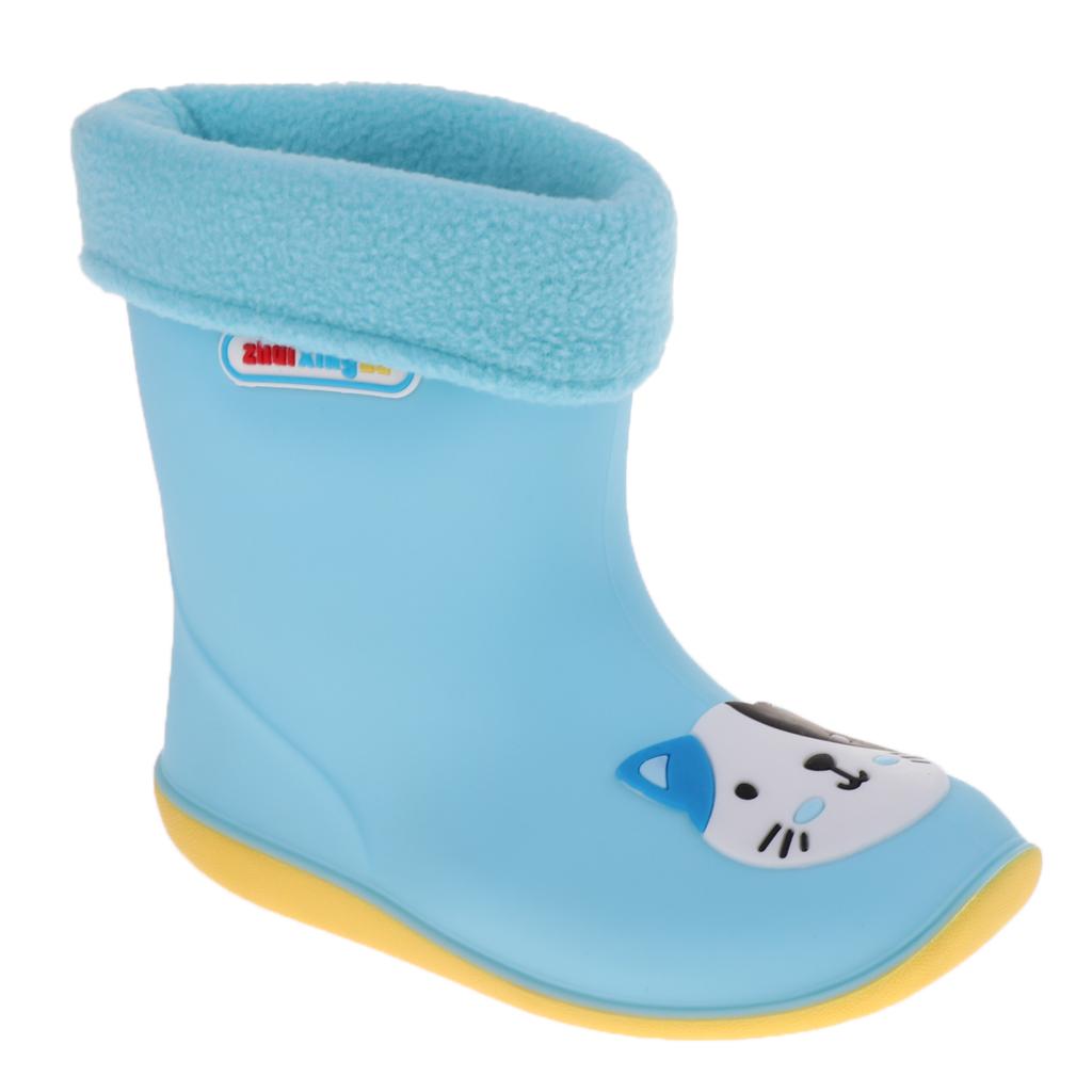 Kids Toddlers Waterproof Rubber Rain Boots  Blue Cat for 2 years