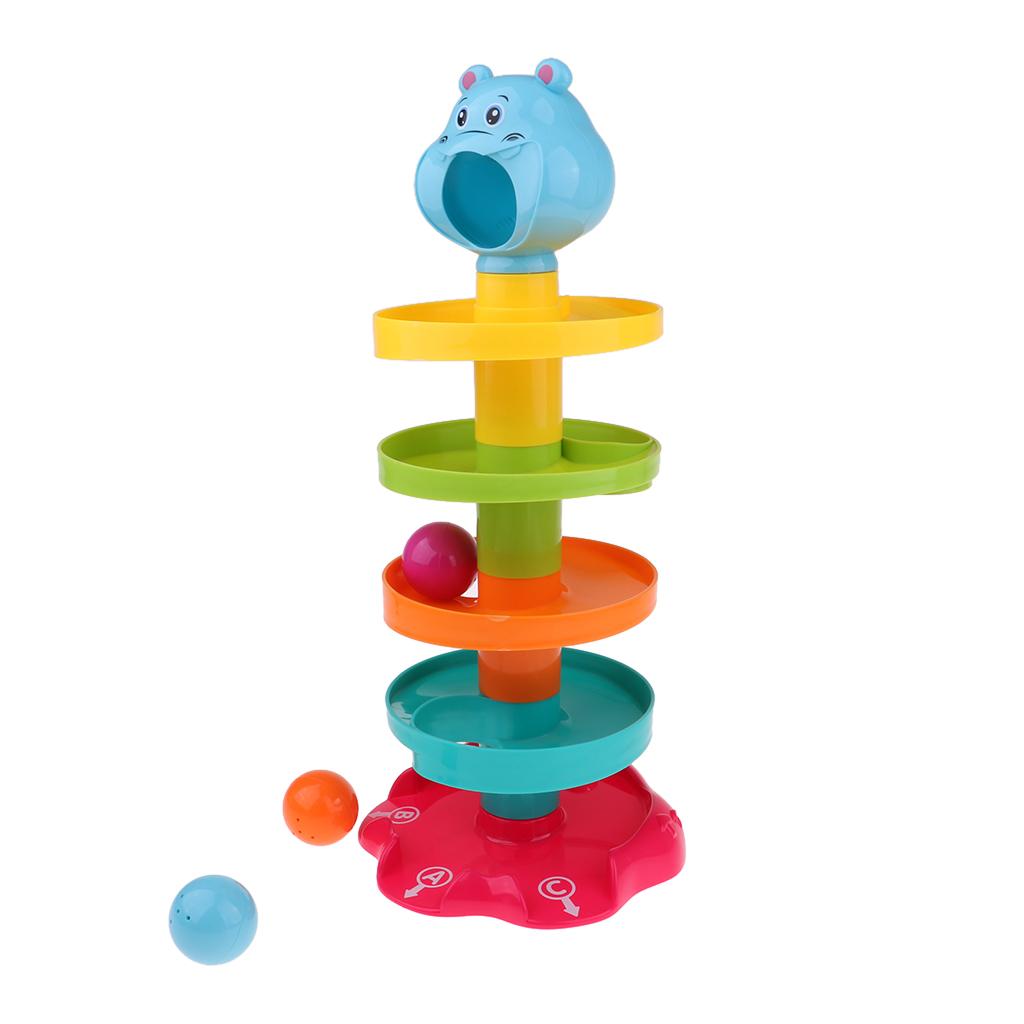 Swirl Ball Ramp Drop Toy Toddlers Educational Puzzle Rolling Tower Bell