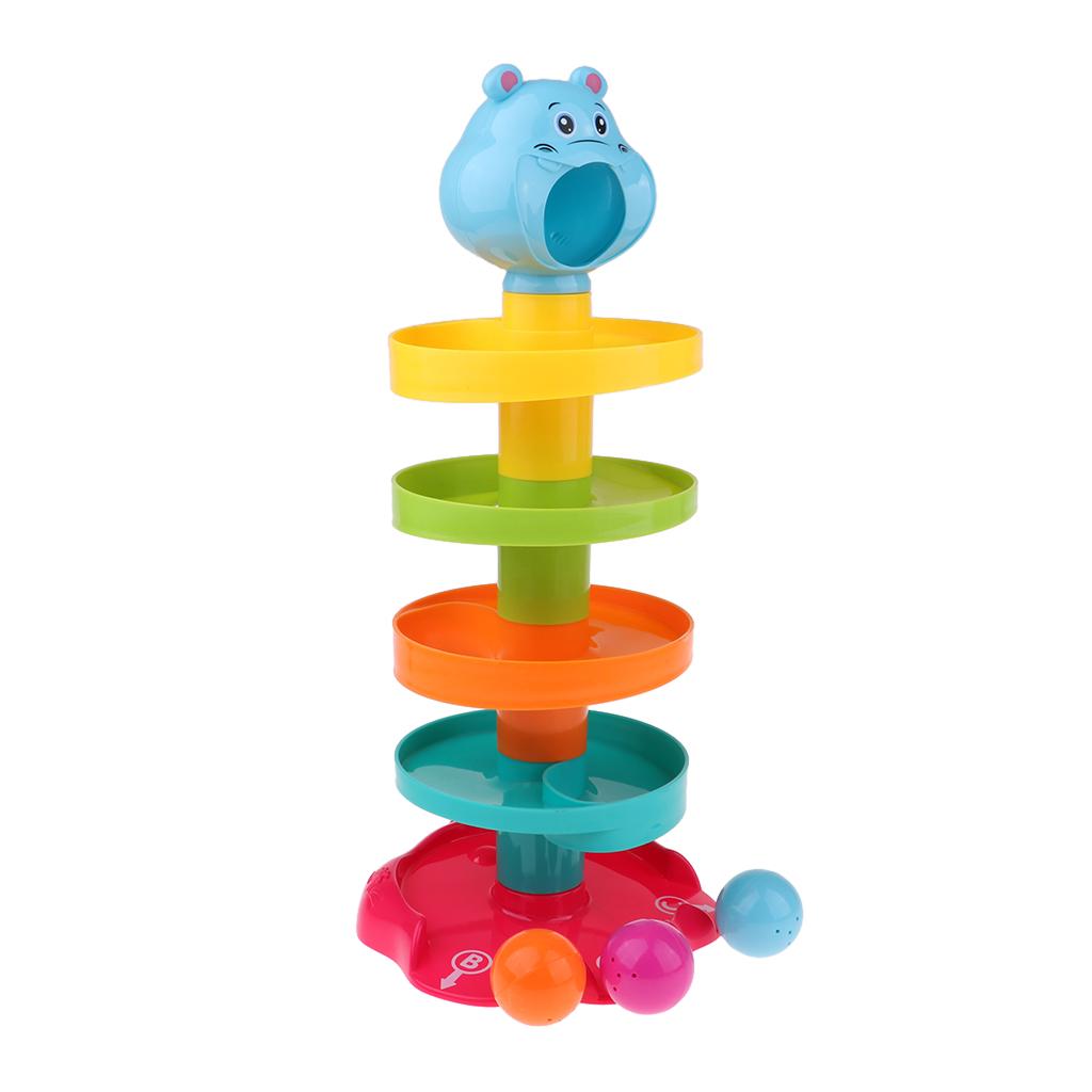 Ball Drop Toy 5 Layer Tower Run with Swirling Ramps 3 Balls Development Toy