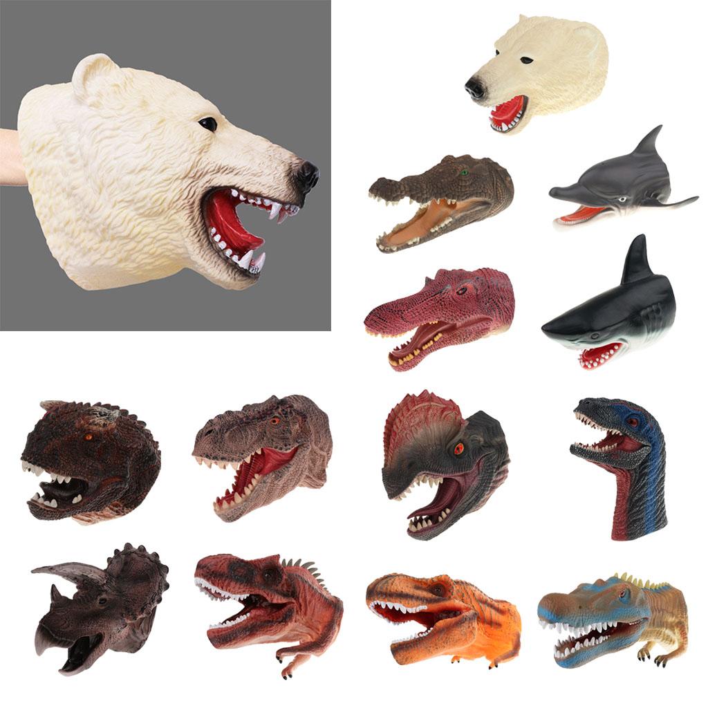 Simulation Dinosaur Animal Head Model Hand Puppet Kids Toy Polar Bear