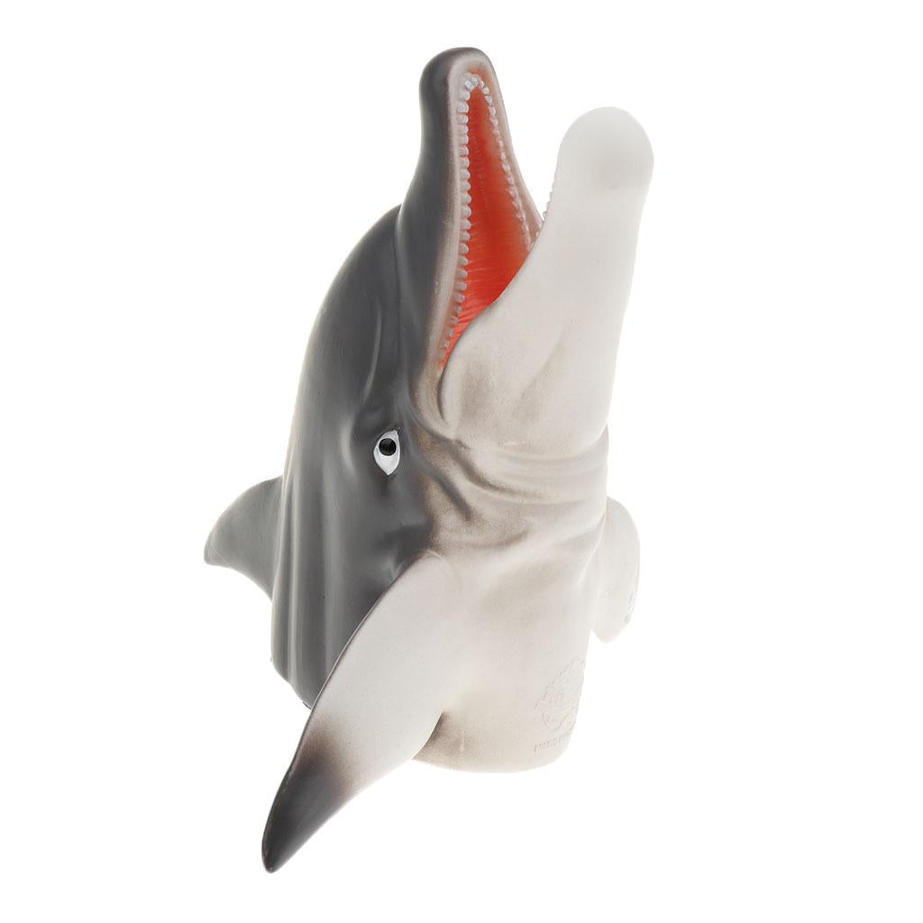 Simulation Dinosaur Animal Head Model Hand Puppet Kids Toy Dolphin