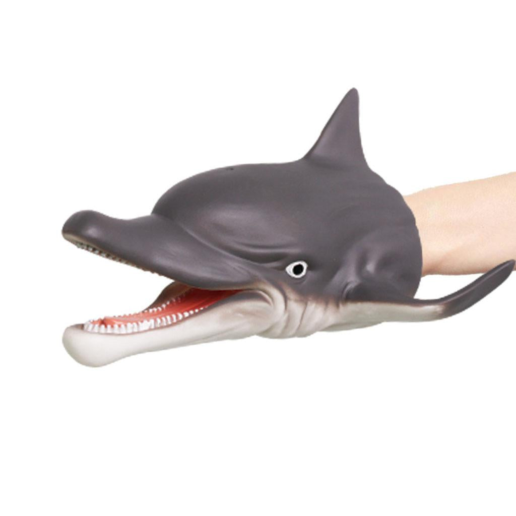 Simulation Dinosaur Animal Head Model Hand Puppet Kids Toy Dolphin