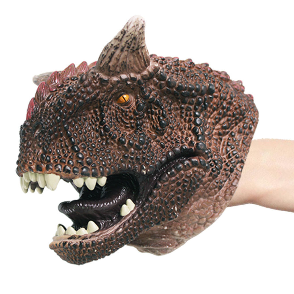 Simulation Dinosaur Animal Head Model Hand Puppet Kids Toy Carnotaurus