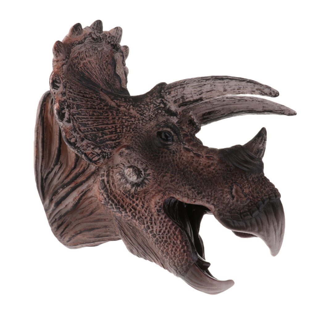 Simulation Dinosaur Animal Head Model Hand Puppet Kids Toy Triceratops