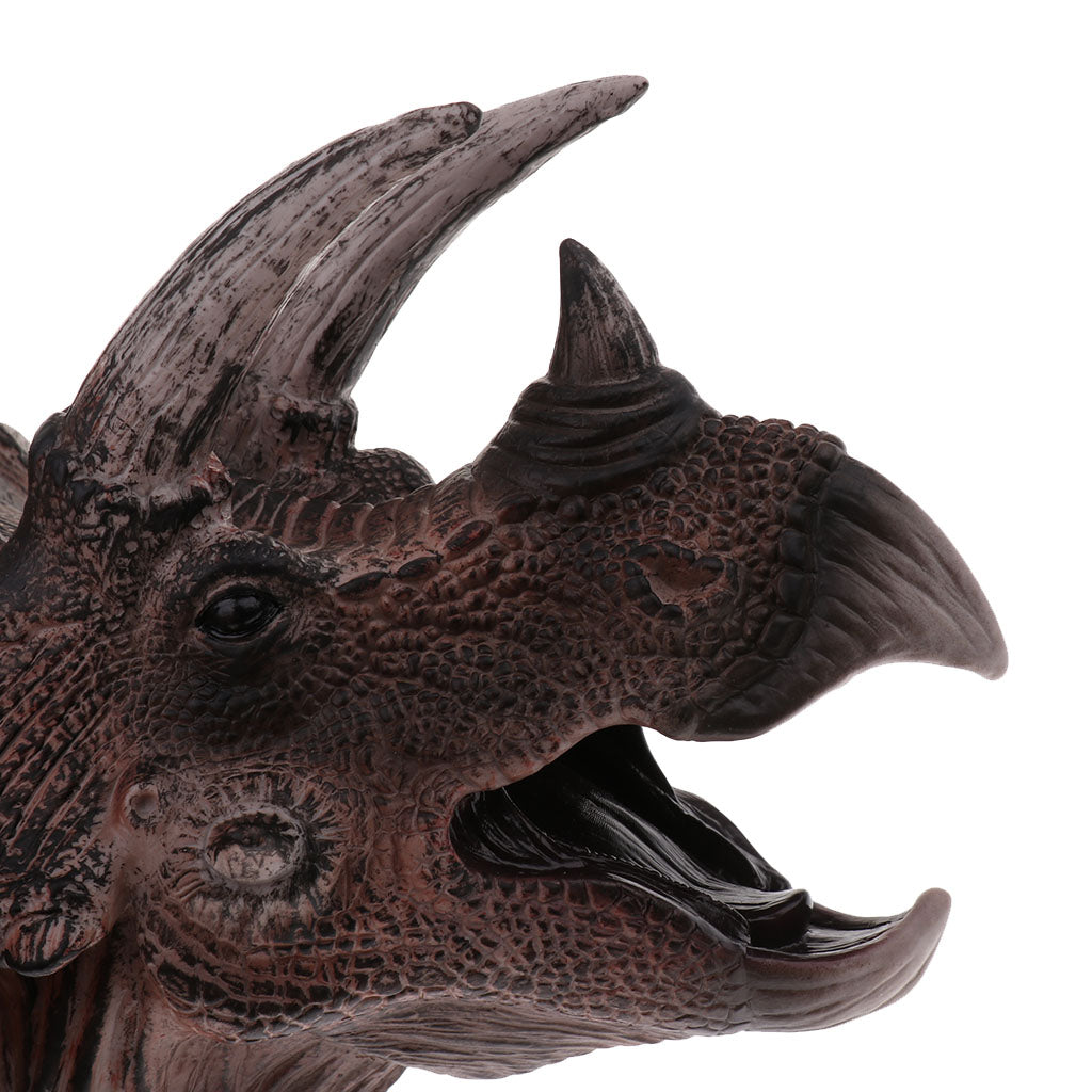 Simulation Dinosaur Animal Head Model Hand Puppet Kids Toy Triceratops