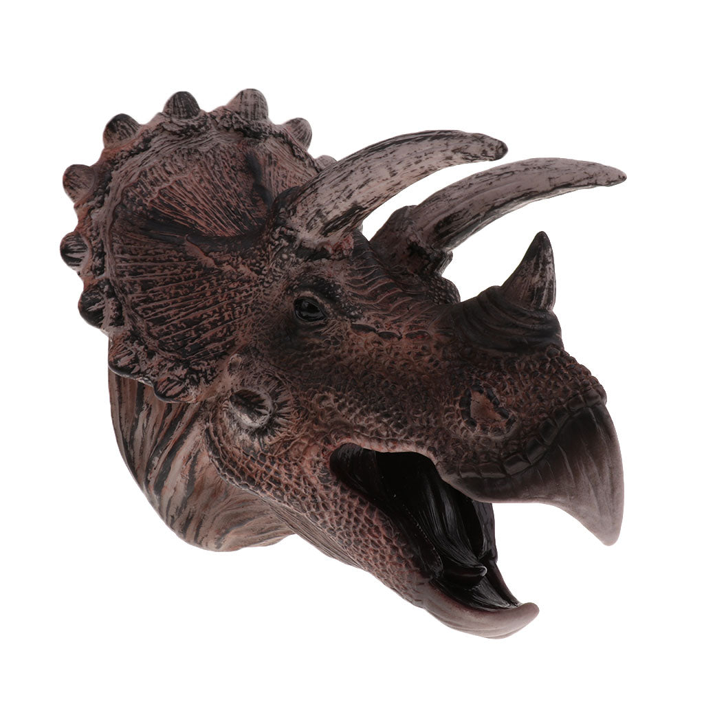 Simulation Dinosaur Animal Head Model Hand Puppet Kids Toy Triceratops