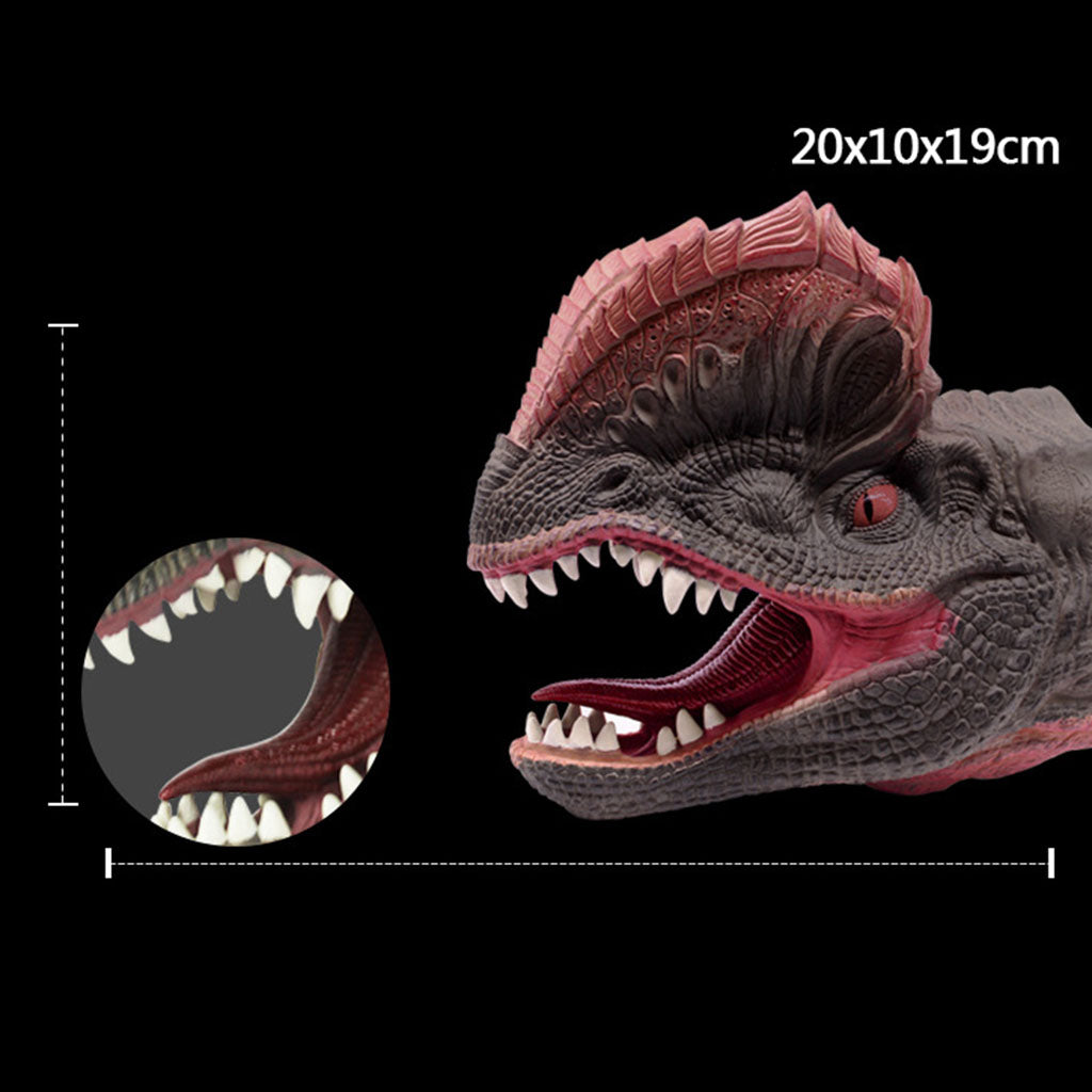 Simulation Dinosaur Animal Head Model Hand Puppet Kids Toy Dilophosaurus