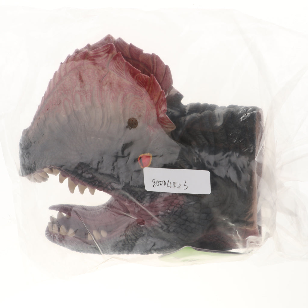 Simulation Dinosaur Animal Head Model Hand Puppet Kids Toy Dilophosaurus