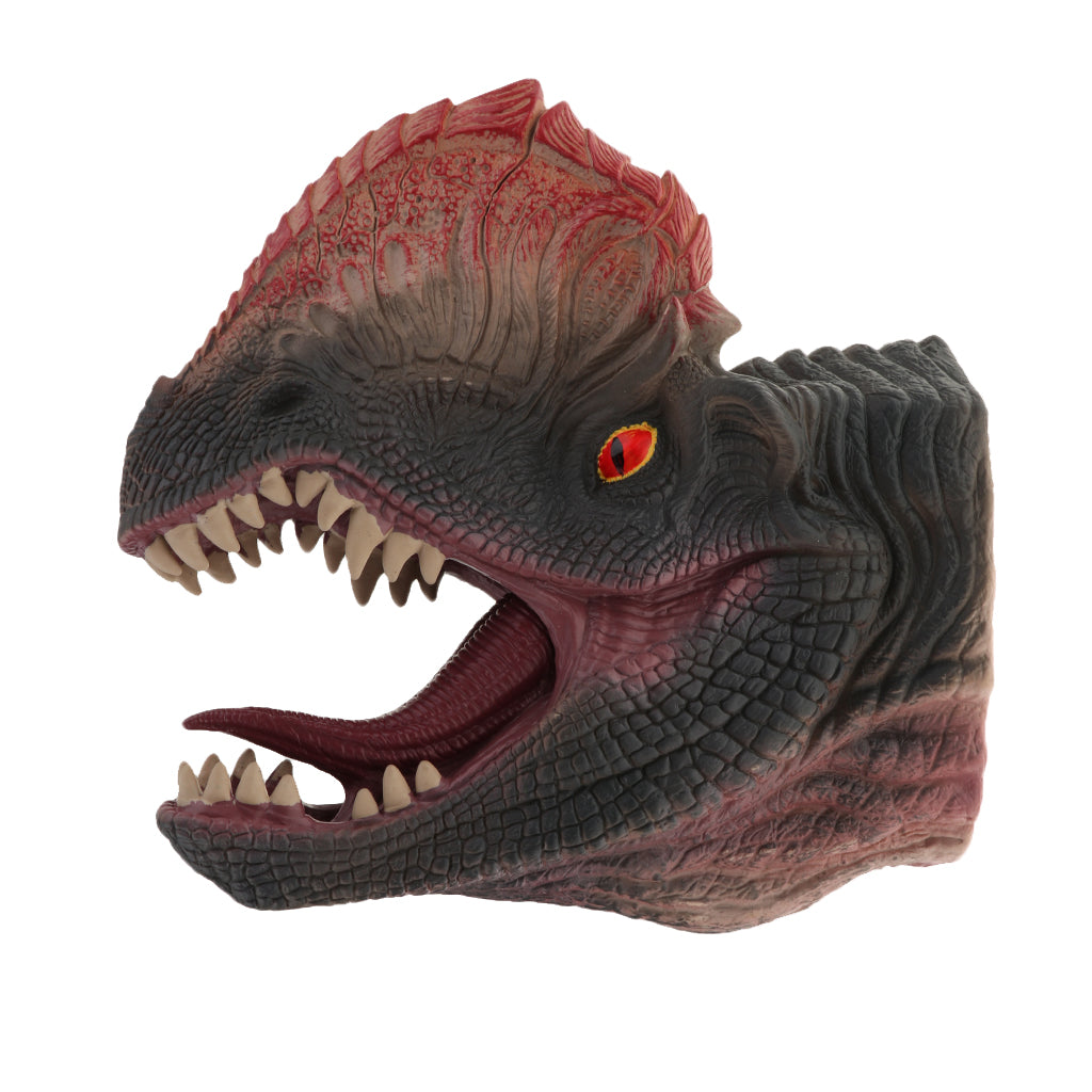 Simulation Dinosaur Animal Head Model Hand Puppet Kids Toy Dilophosaurus