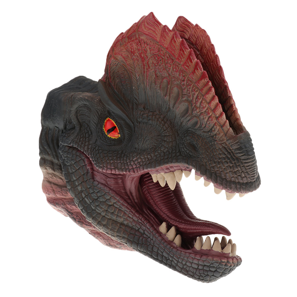 Simulation Dinosaur Animal Head Model Hand Puppet Kids Toy Dilophosaurus