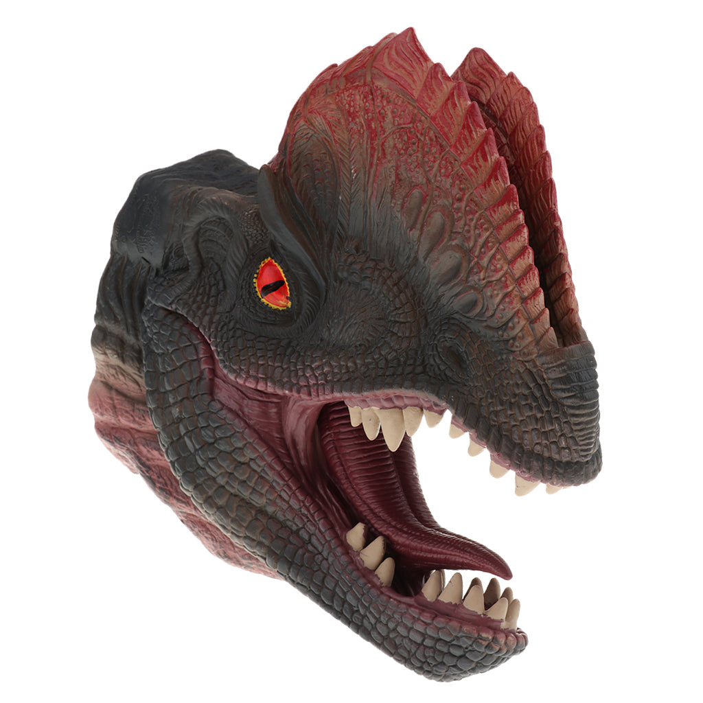 Simulation Dinosaur Animal Head Model Hand Puppet Kids Toy Dilophosaurus