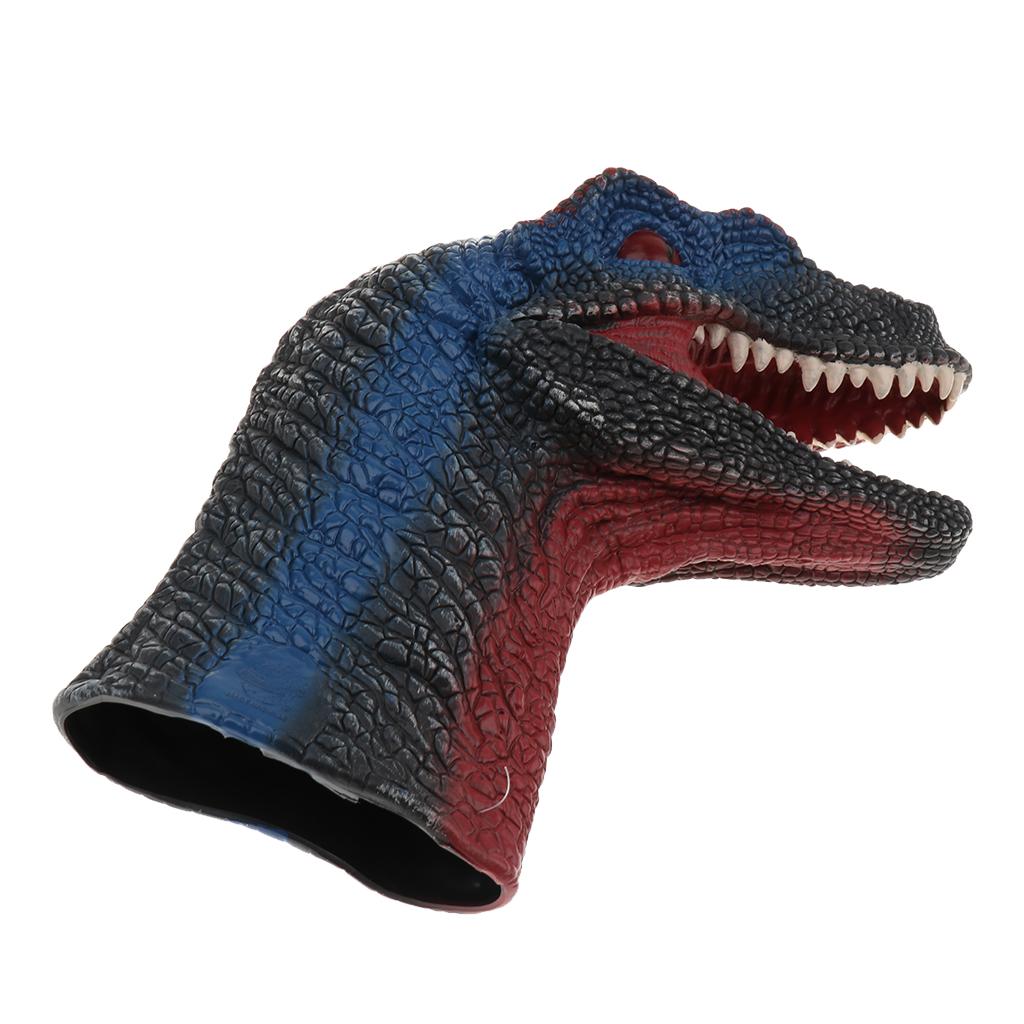 Simulation Dinosaur Animal Head Model Hand Puppet Kids Toy Velociraptor