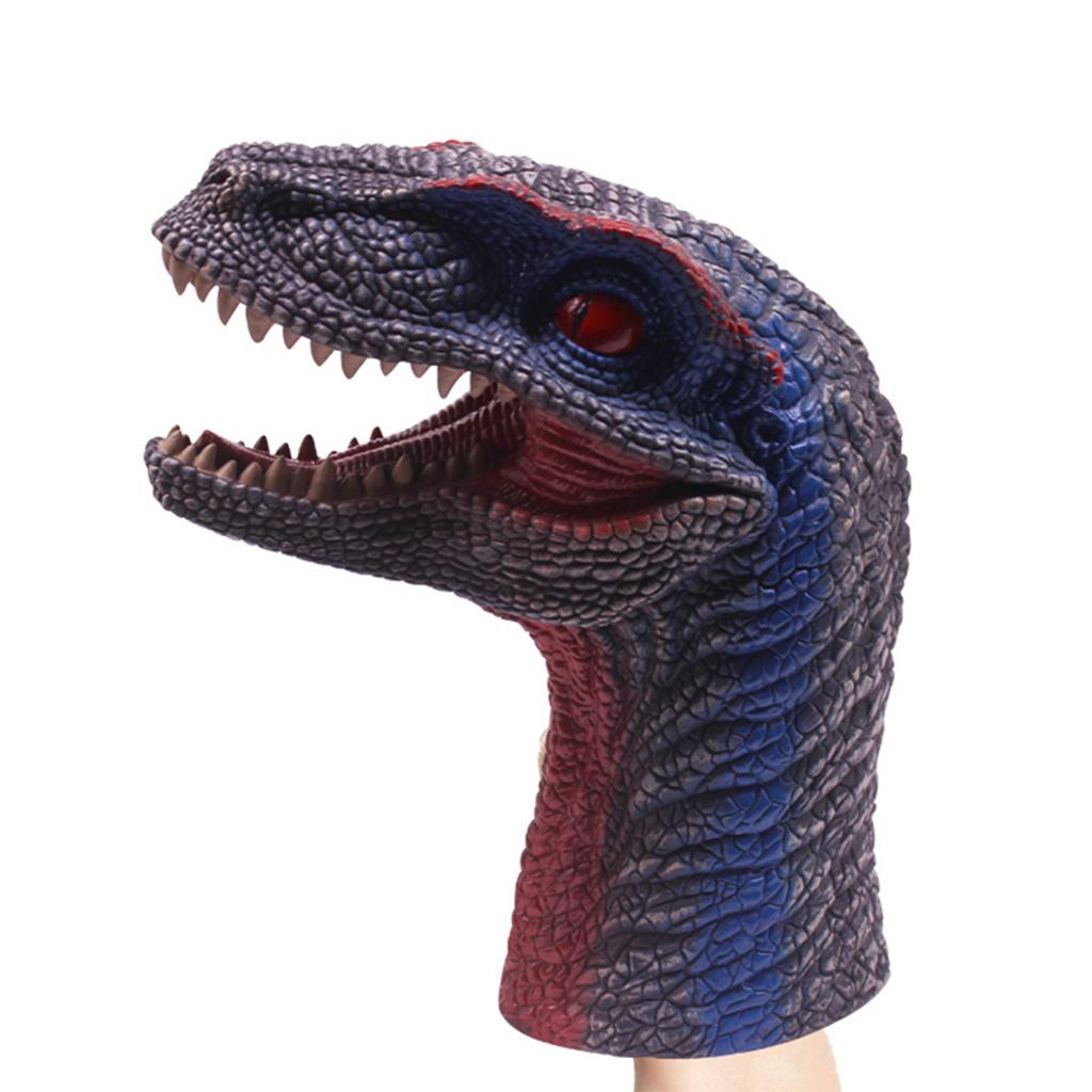 Simulation Dinosaur Animal Head Model Hand Puppet Kids Toy Velociraptor