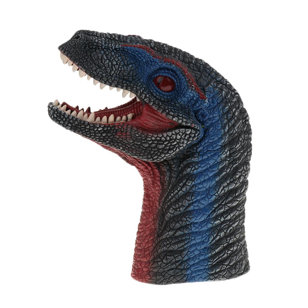 Simulation Dinosaur Animal Head Model Hand Puppet Kids Toy Velociraptor