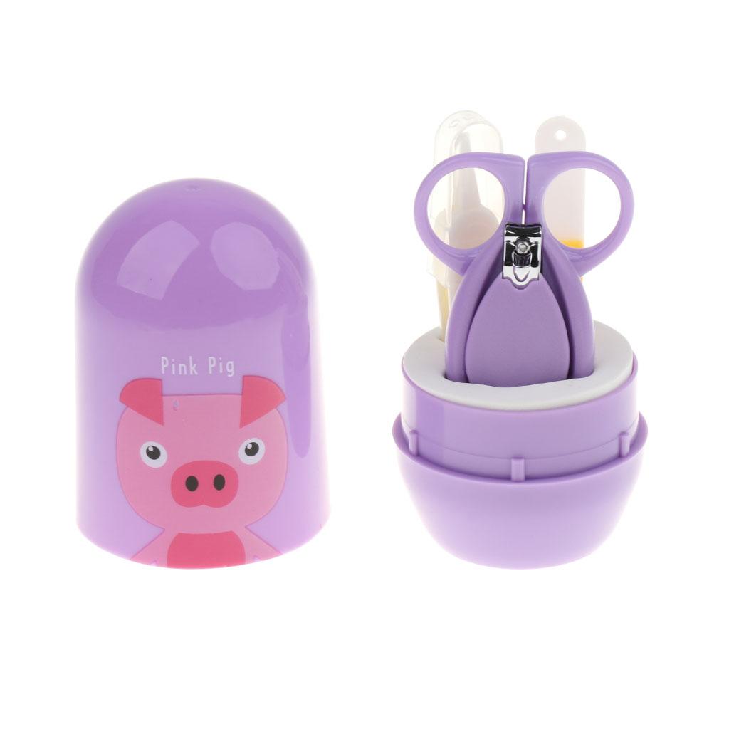 4pcs/Set Baby Nail Clippers Scissors Cutters Finger Manicure Purple Piggy