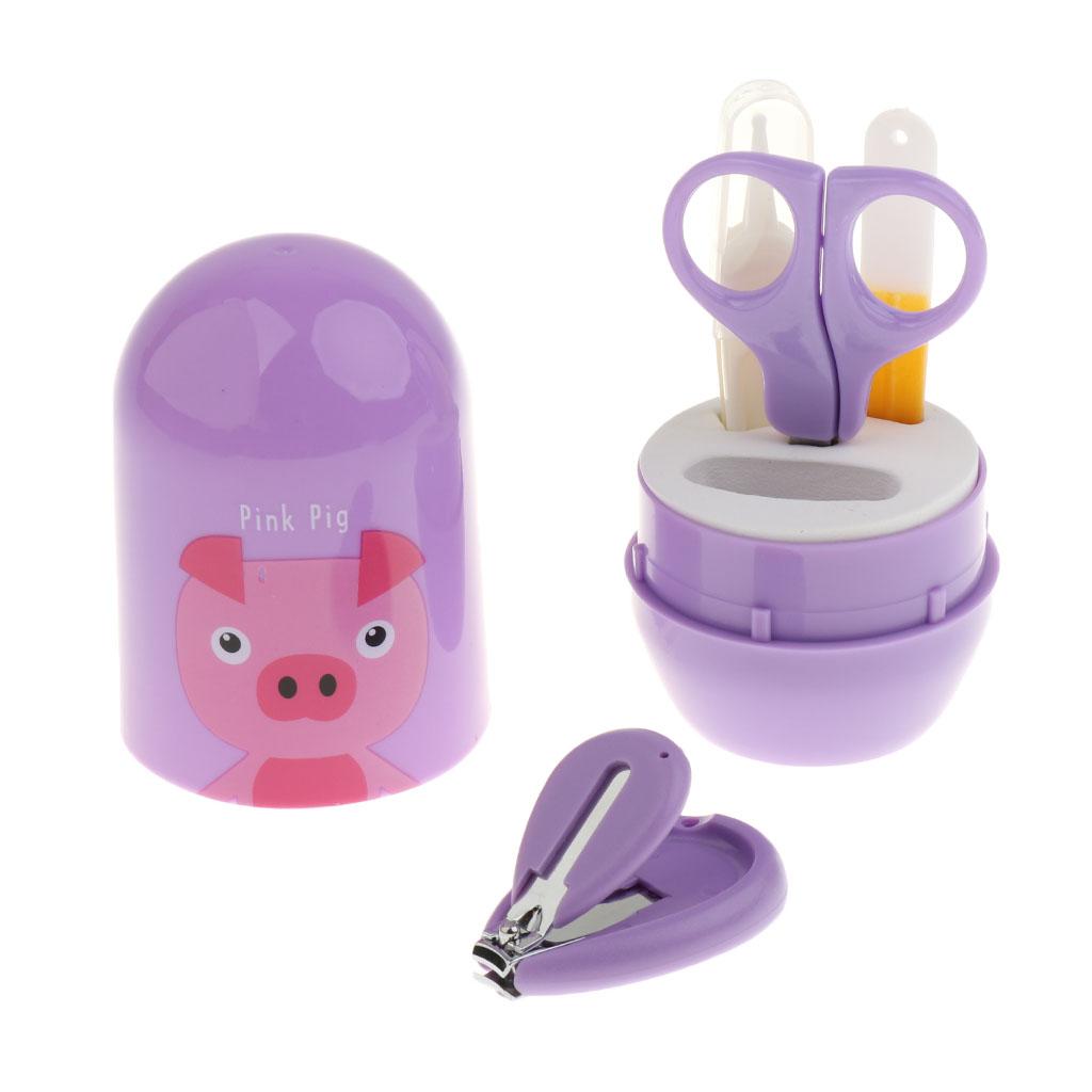 4pcs/Set Baby Nail Clippers Scissors Cutters Finger Manicure Purple Piggy