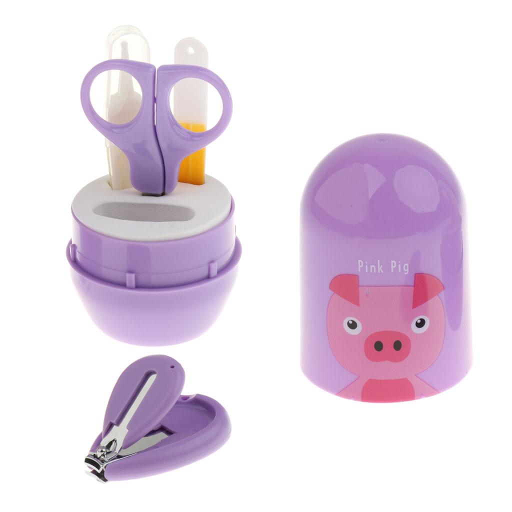 4pcs/Set Baby Nail Clippers Scissors Cutters Finger Manicure Purple Piggy