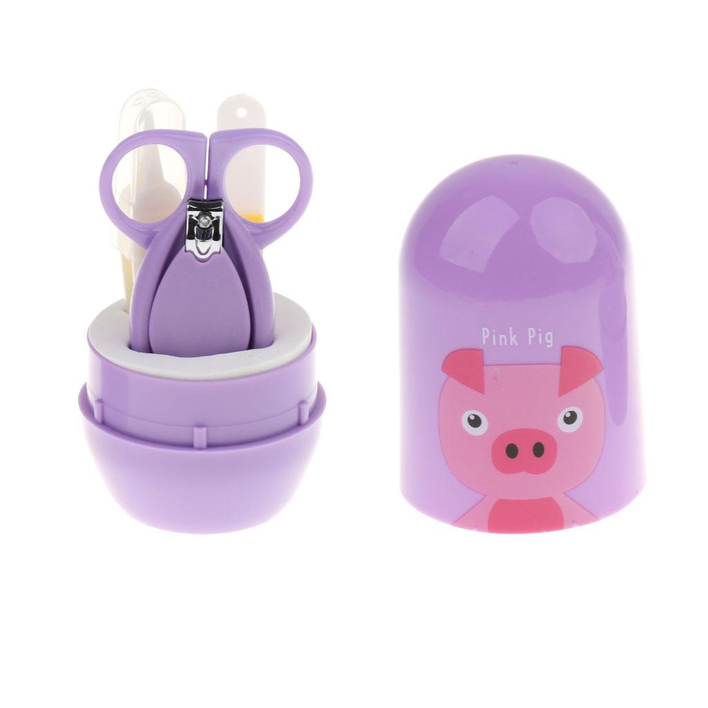 4pcs/Set Baby Nail Clippers Scissors Cutters Finger Manicure Purple Piggy