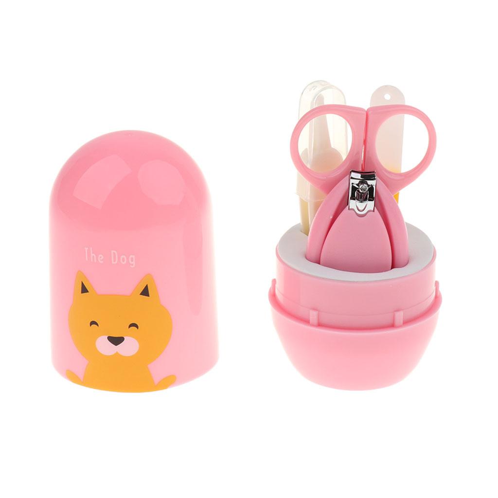 4pcs/Set Baby Nail Clippers Scissors Cutters Finger Manicure Pink Puppy