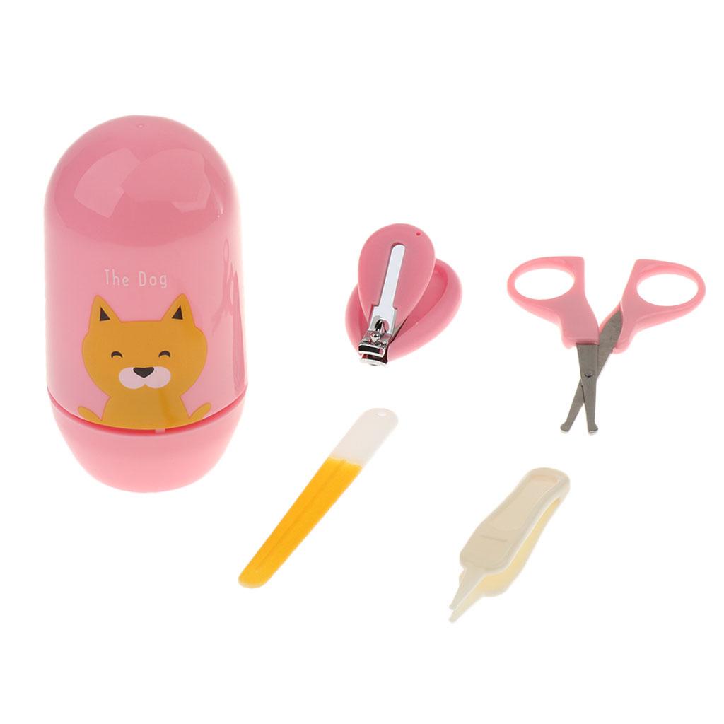 4pcs/Set Baby Nail Clippers Scissors Cutters Finger Manicure Pink Puppy