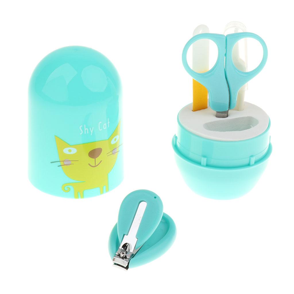 4pcs/Set Baby Nail Clippers Scissors Cutters Finger Manicure Green Cat