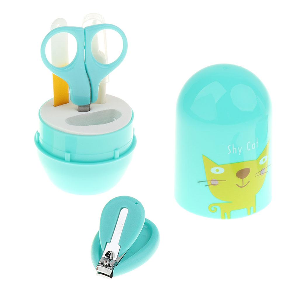 4pcs/Set Baby Nail Clippers Scissors Cutters Finger Manicure Green Cat