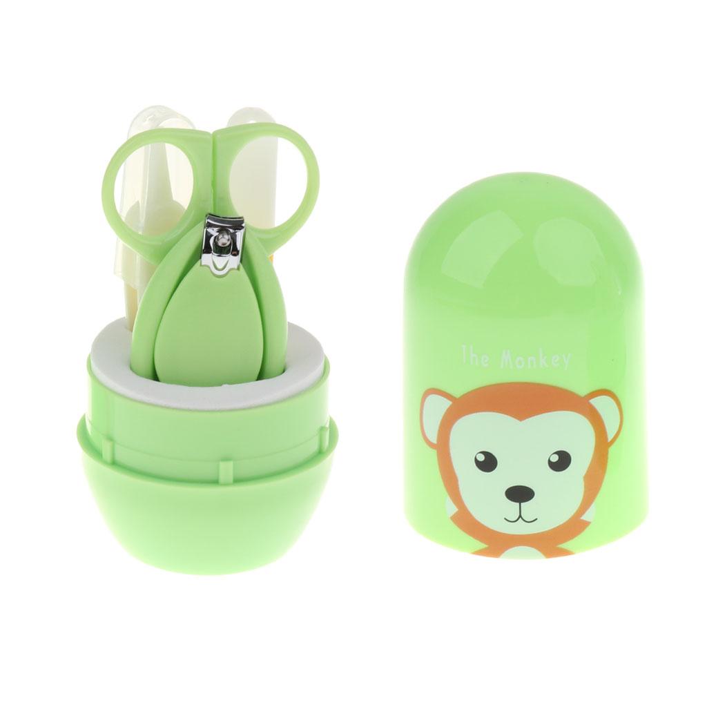 4pcs/Set Baby Nail Clippers Scissors Cutters Finger Manicure Light Green Monkey