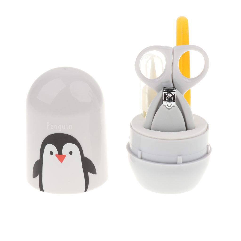 4pcs/Set Baby Nail Clippers Scissors Cutters Finger Manicure Grey Penguin