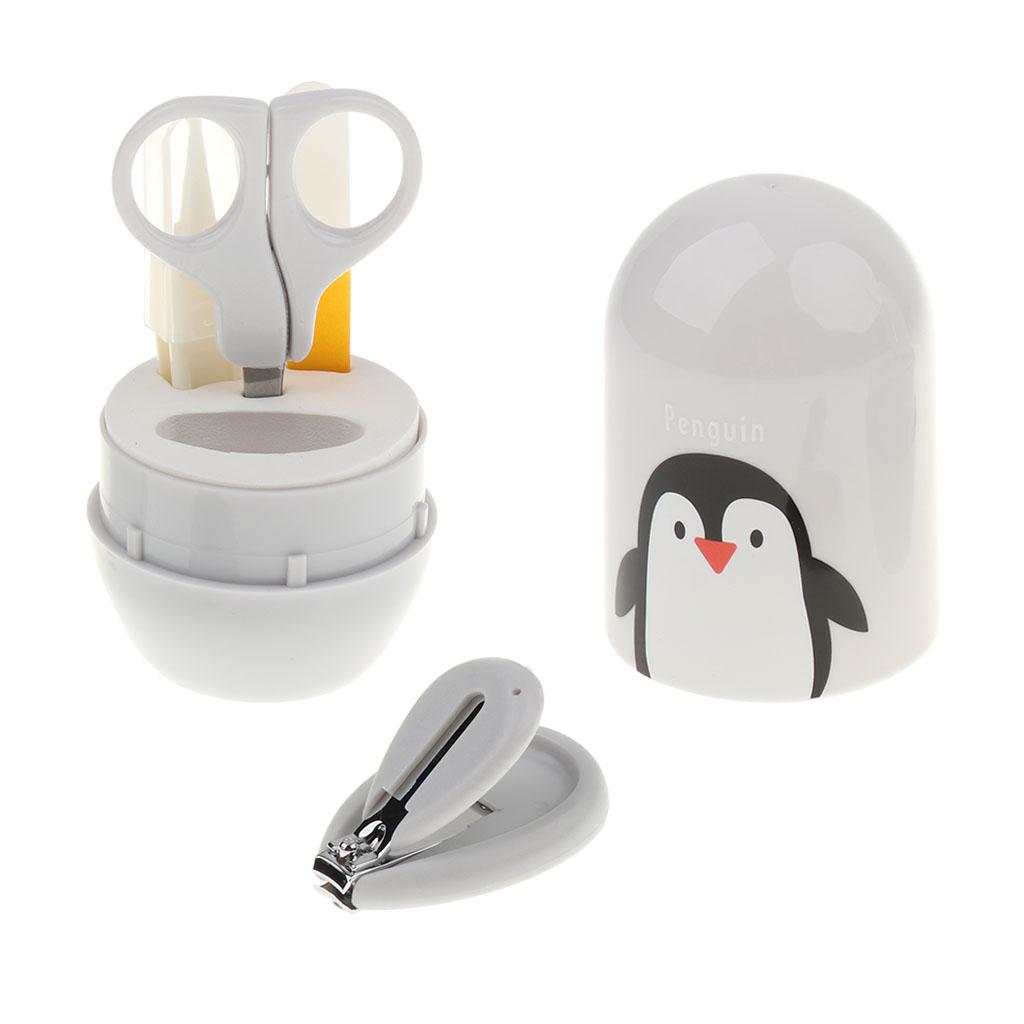 4pcs/Set Baby Nail Clippers Scissors Cutters Finger Manicure Grey Penguin