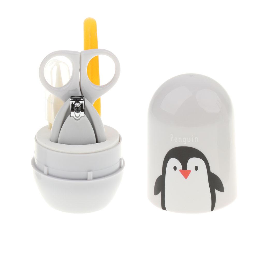 4pcs/Set Baby Nail Clippers Scissors Cutters Finger Manicure Grey Penguin