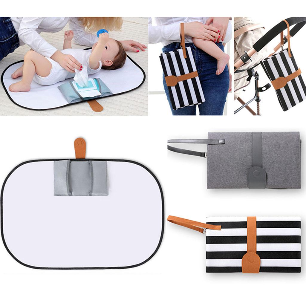 Portable Diaper Changing Pad Waterproof Travel Changing Mat for Baby Stripes