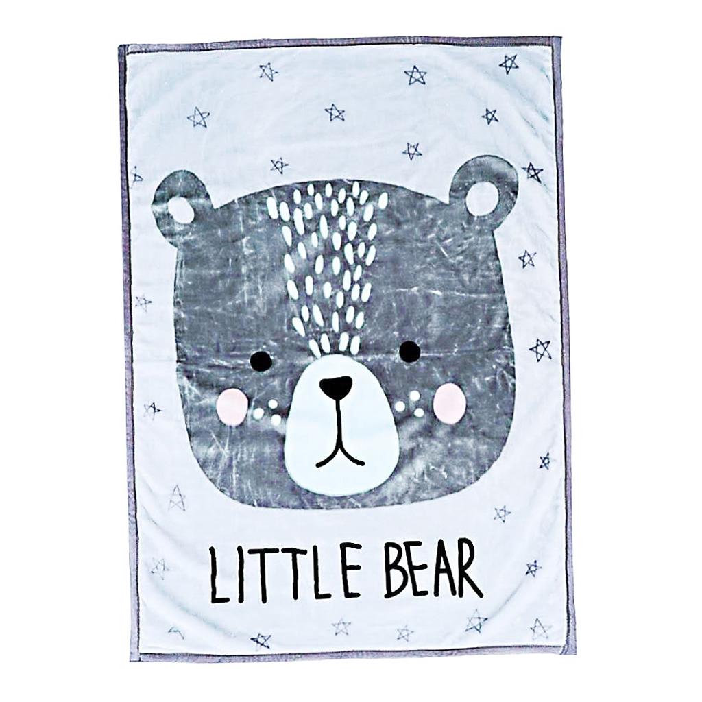 Blanket Preschool Bed Mat Office Nap Baby Towel 100x150cm Grey Bear