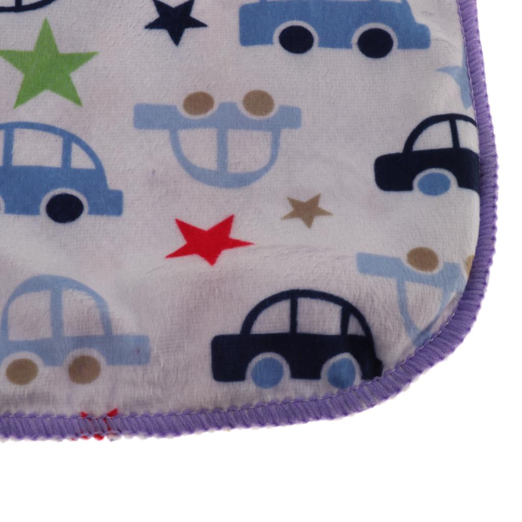 Unisex Double-Layer Coral Velvet Baby Cradle Crib Blanket  Blue car