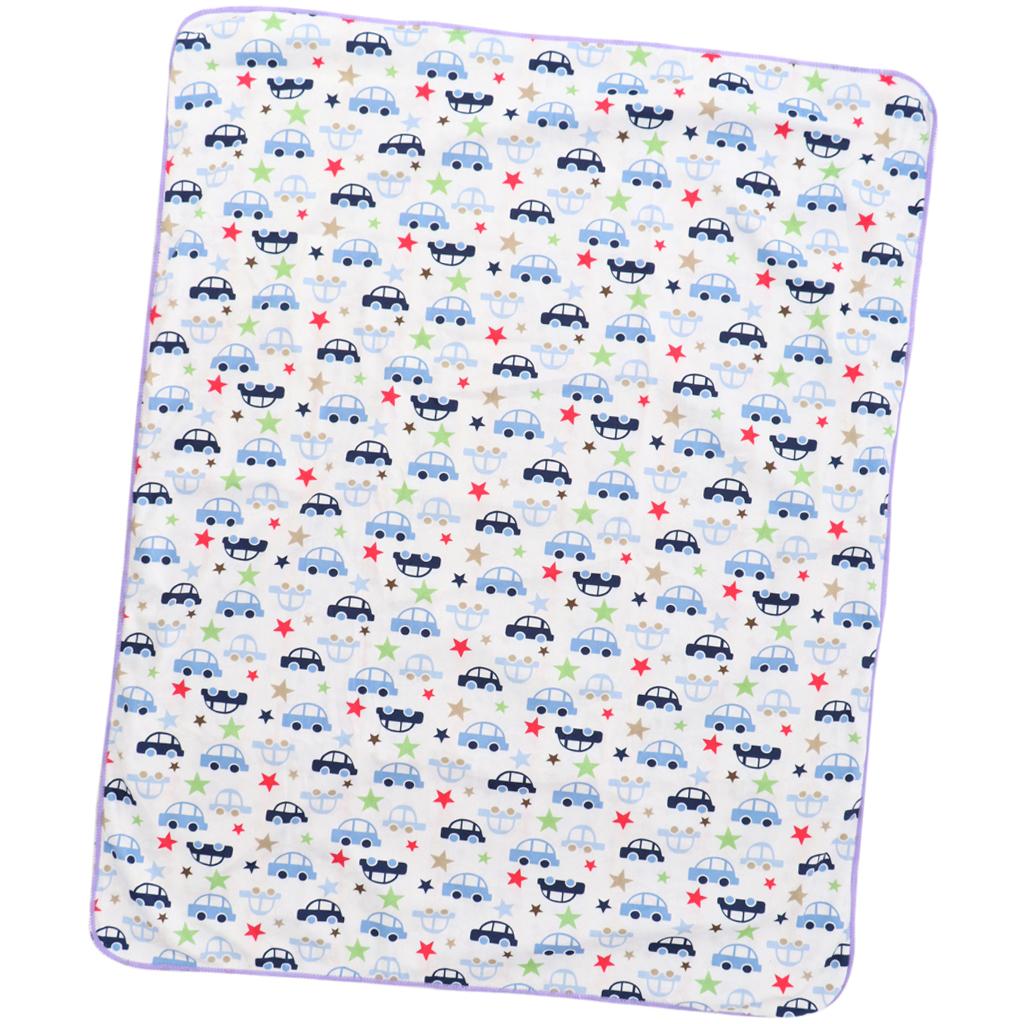 Unisex Double-Layer Coral Velvet Baby Cradle Crib Blanket  Blue car