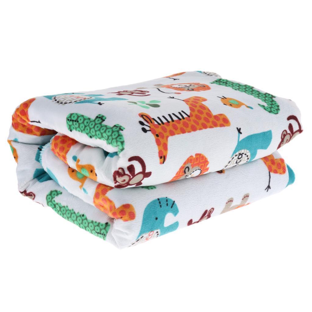 Unisex Double-Layer Coral Velvet Baby Cradle Crib Blanket  Lion giraffe