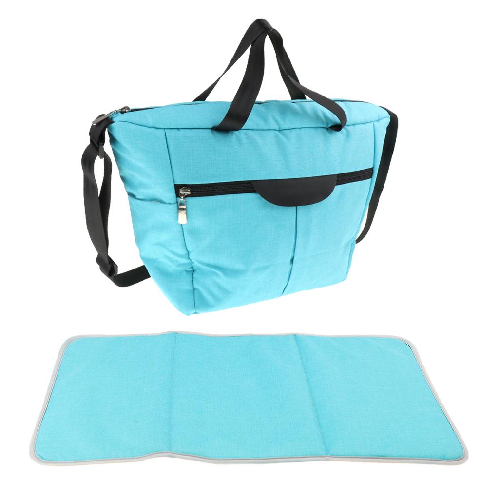 Multi-use Baby Carriage Bag Bottle Diaper Storage Mummy Bag Blue white