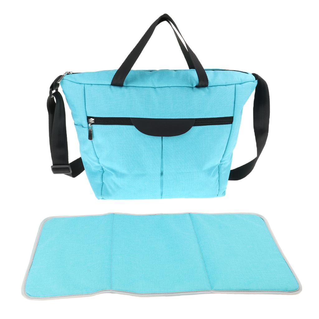 Multi-use Baby Carriage Bag Bottle Diaper Storage Mummy Bag Blue white
