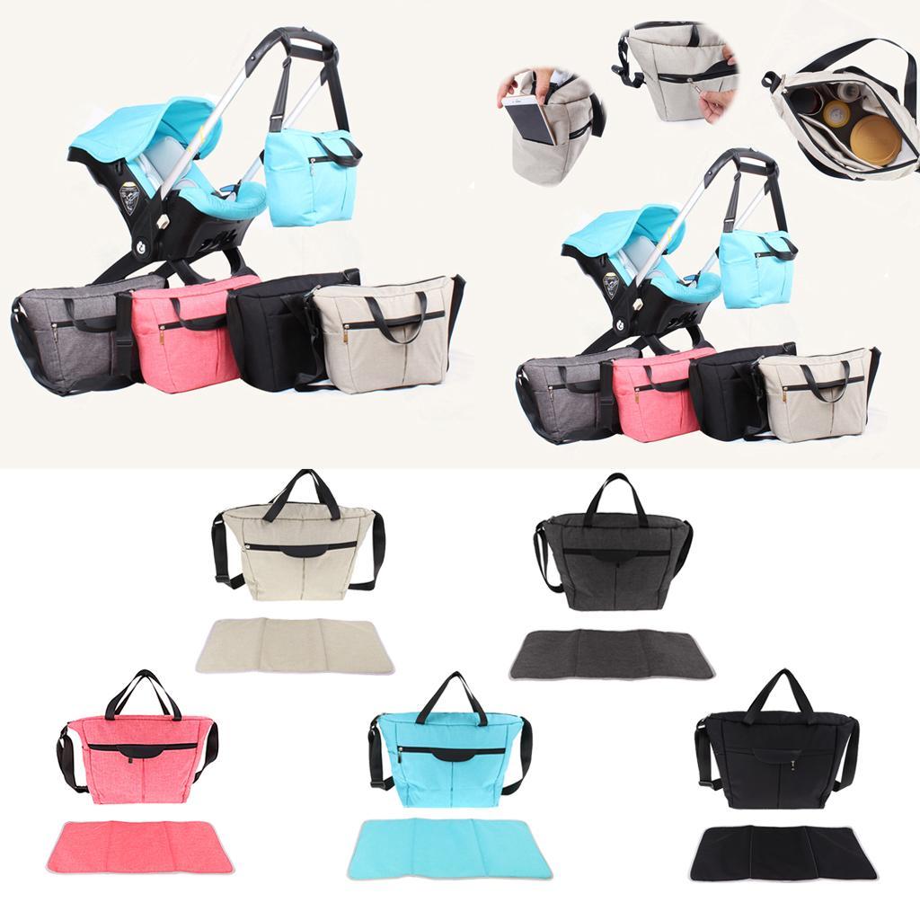 Multi-use Baby Carriage Bag Bottle Diaper Storage Mummy Bag Blue white