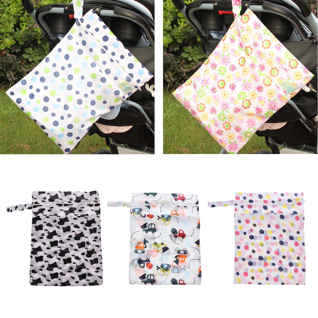 Waterproof Reusable Zip Pouch Wet Dry Bag Cloth Diaper Nappy Blue Car