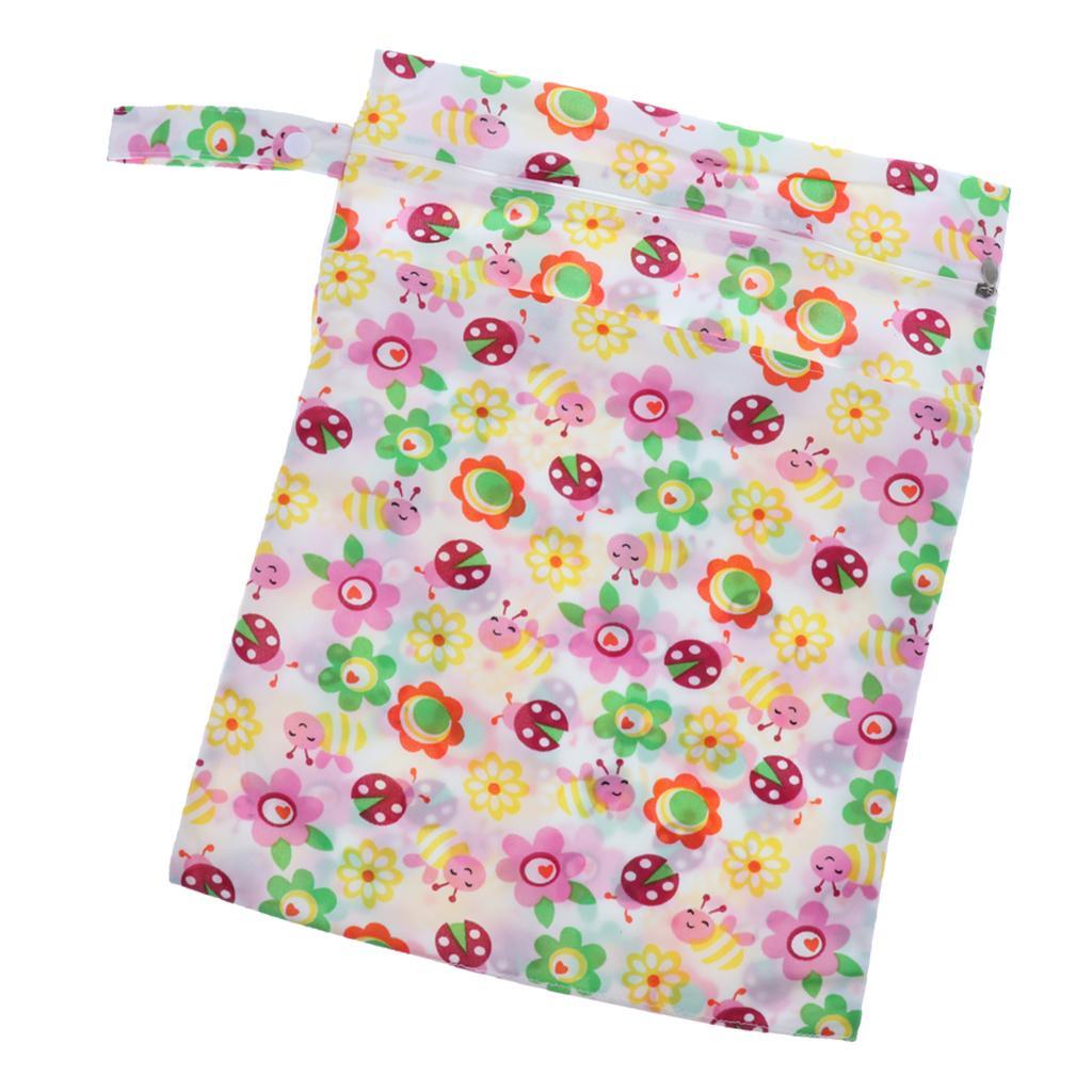 Waterproof Reusable Zip Pouch Wet Dry Bag Cloth Diaper Nappy Sun flower