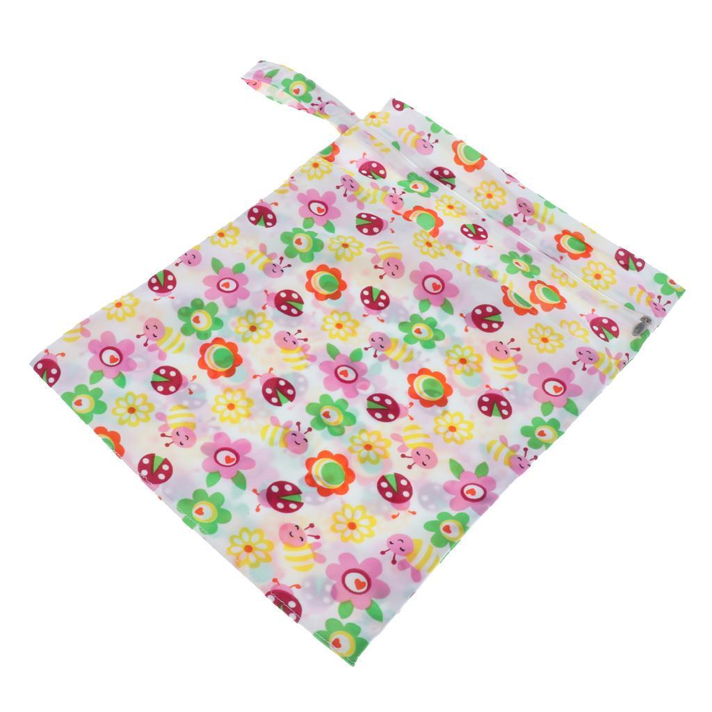 Waterproof Reusable Zip Pouch Wet Dry Bag Cloth Diaper Nappy Sun flower