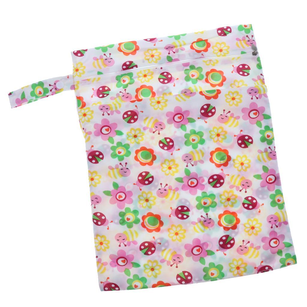 Waterproof Reusable Zip Pouch Wet Dry Bag Cloth Diaper Nappy Sun flower