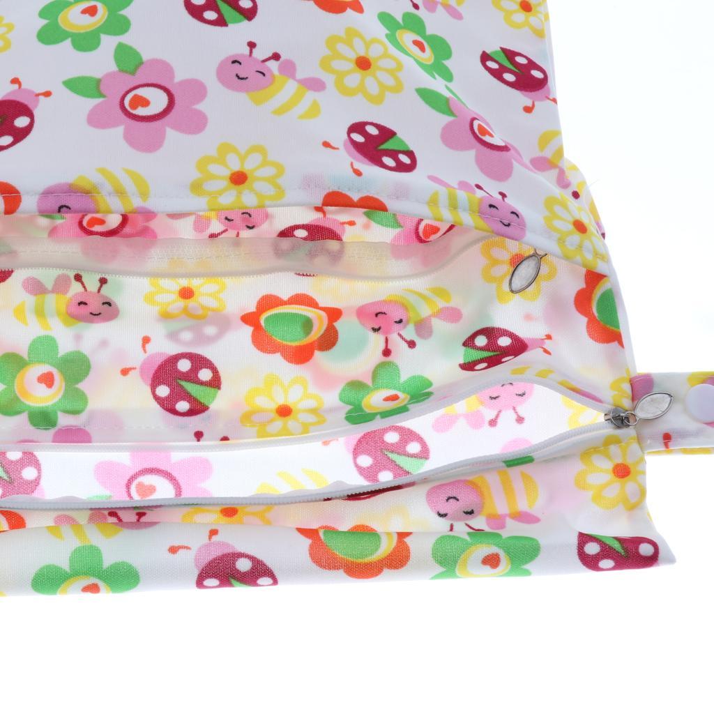 Waterproof Reusable Zip Pouch Wet Dry Bag Cloth Diaper Nappy Sun flower