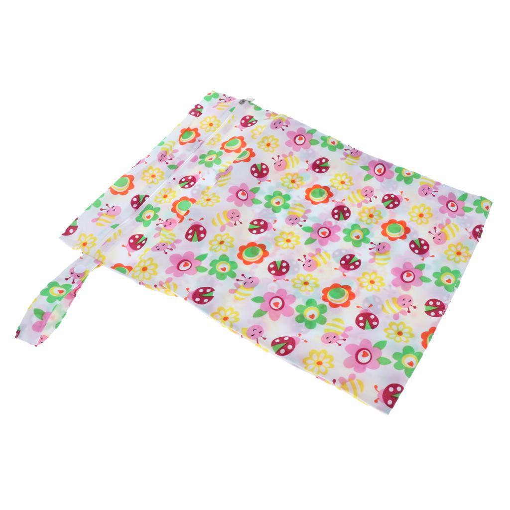 Waterproof Reusable Zip Pouch Wet Dry Bag Cloth Diaper Nappy Sun flower