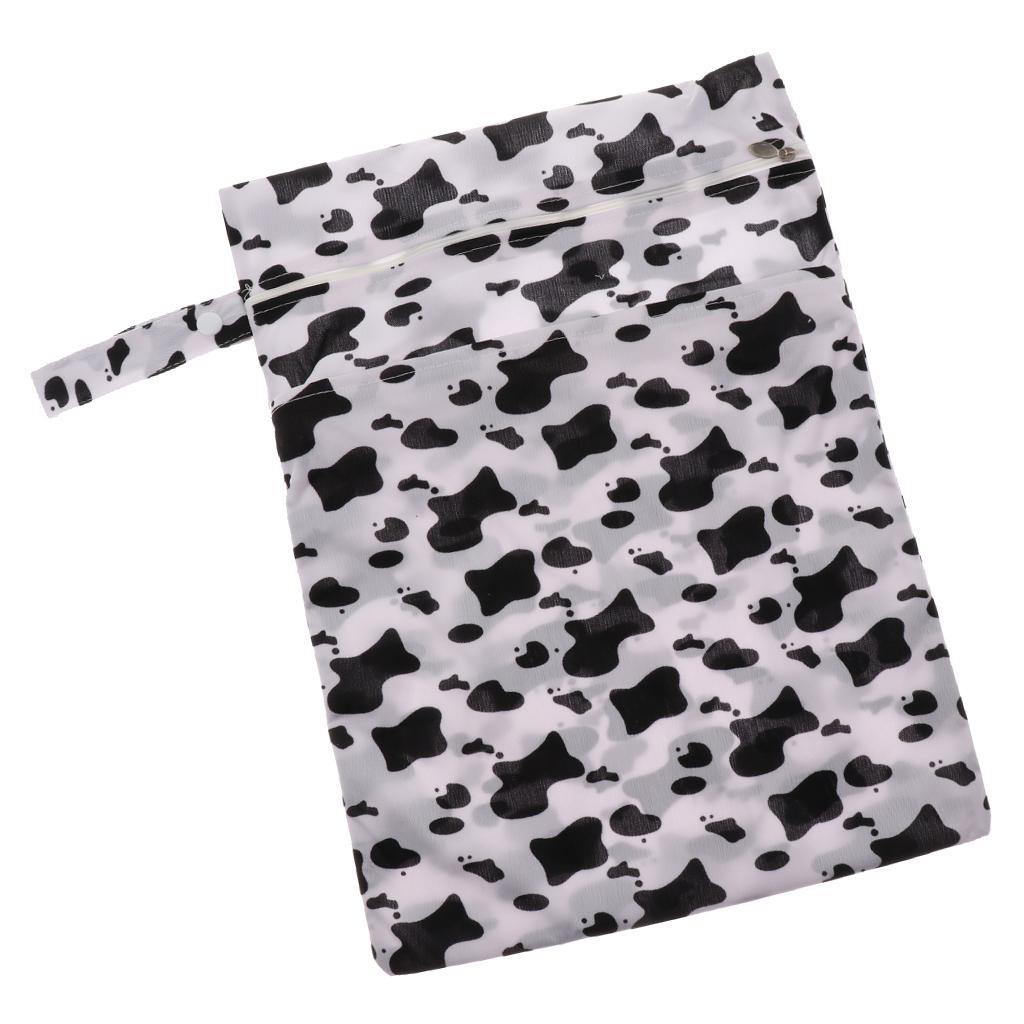 Waterproof Reusable Zip Pouch Wet Dry Bag Cloth Diaper Nappy Cow