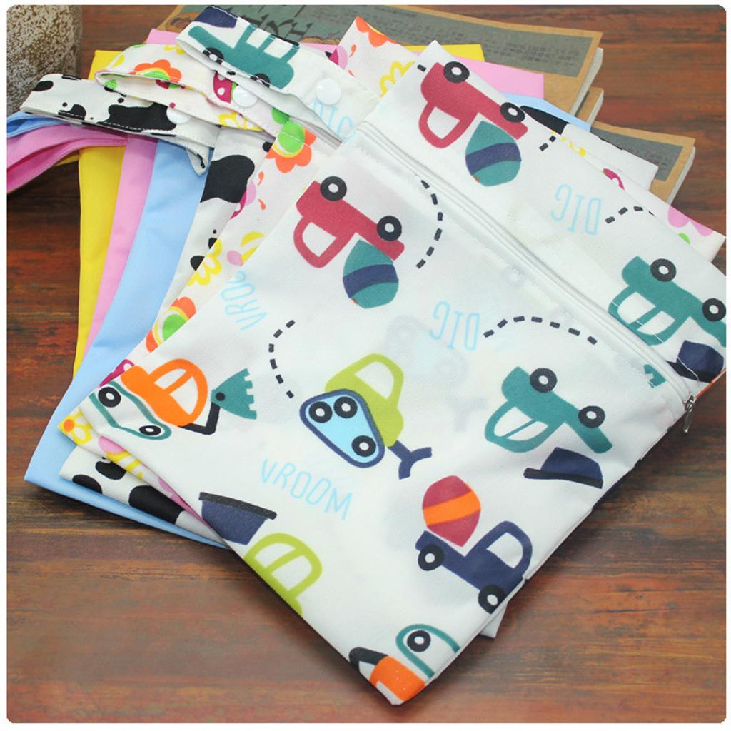 Baby Waterproof Reusable Zip Pouch Wet Bag Cloth Diaper Nappy Pink