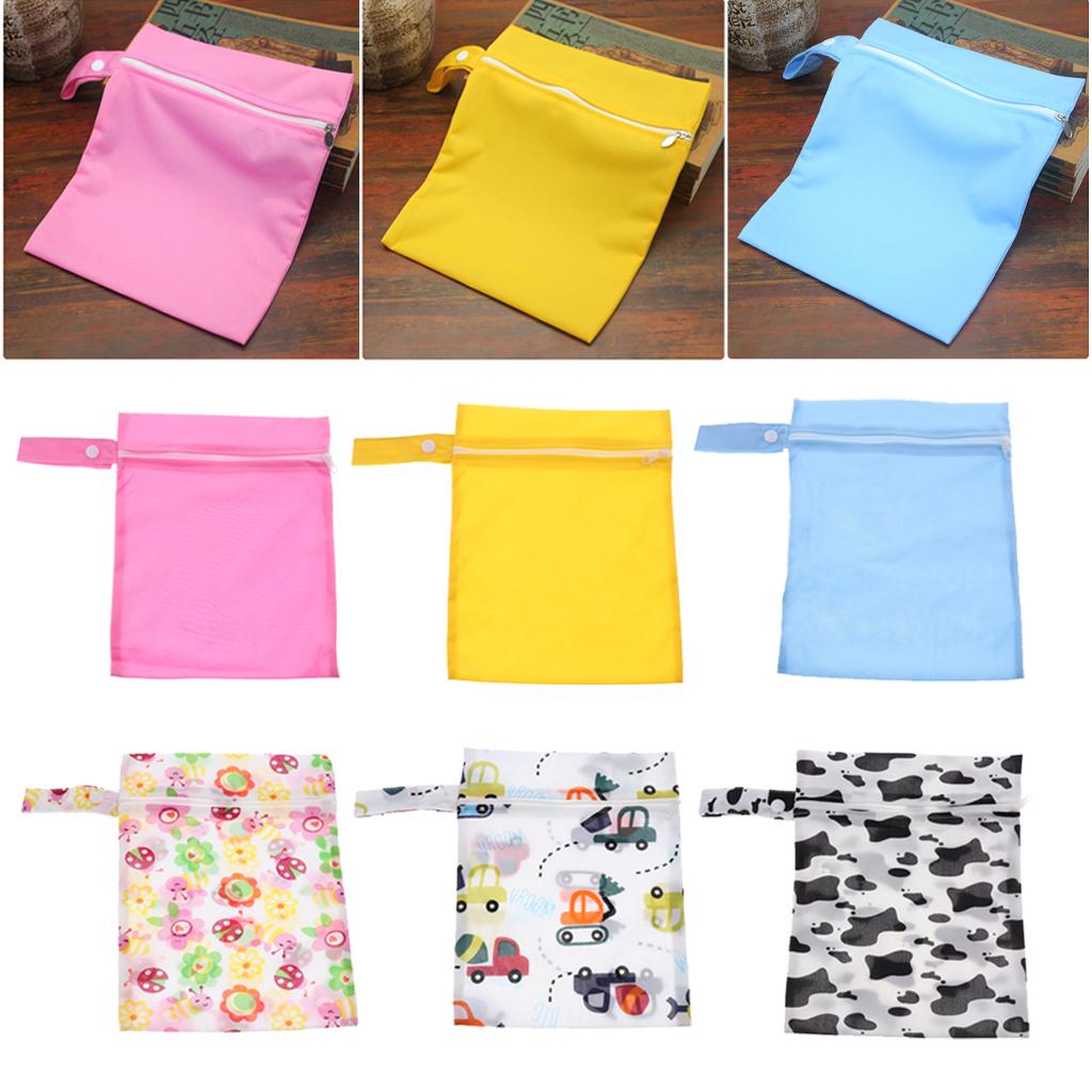 Baby Waterproof Reusable Zip Pouch Wet Dry Bag Cloth Diaper Nappy Pink