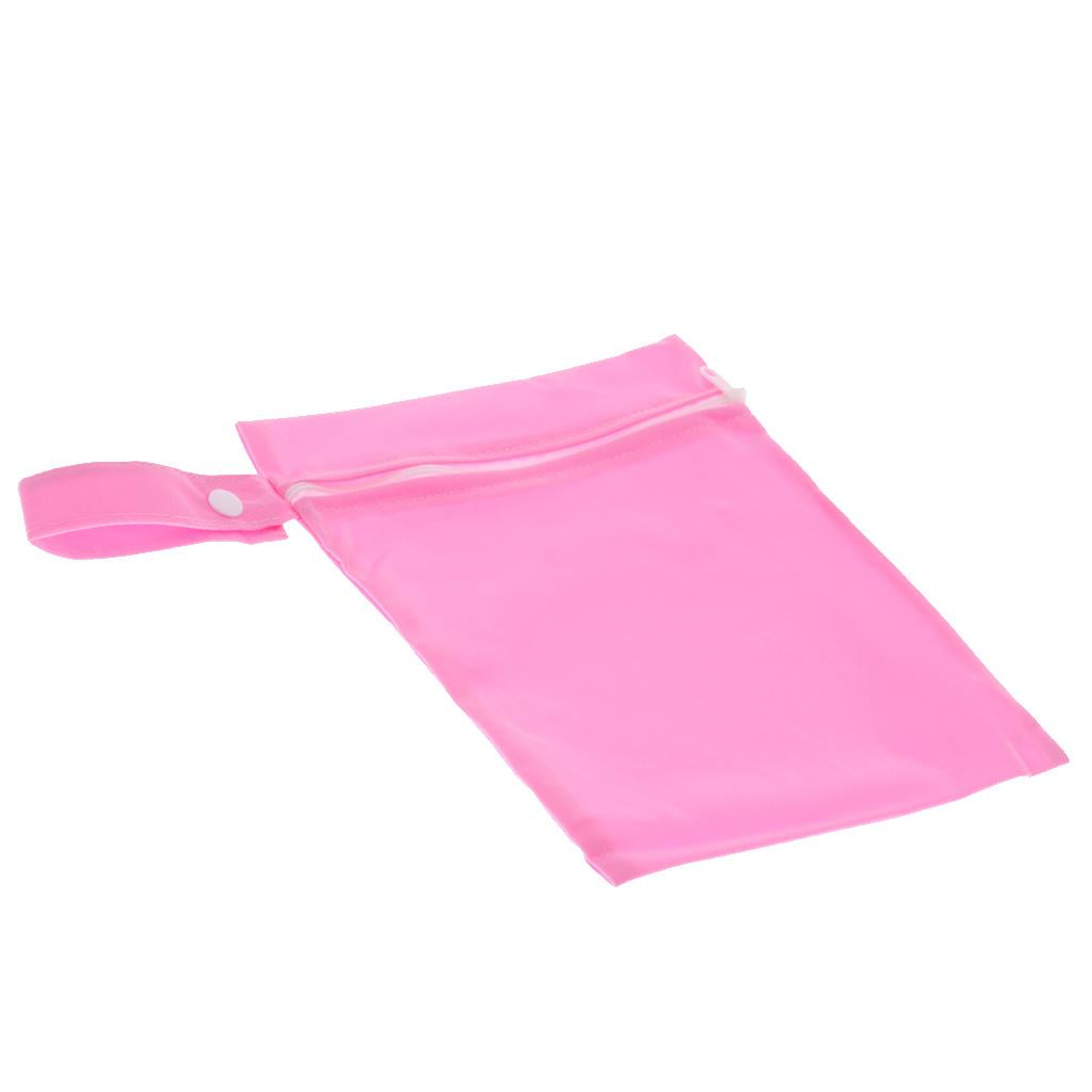 Baby Waterproof Reusable Zip Pouch Wet Dry Bag Cloth Diaper Nappy Pink