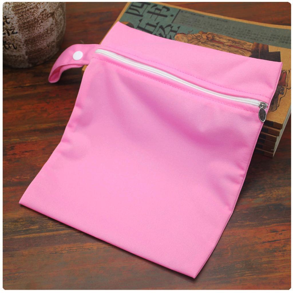 Baby Waterproof Reusable Zip Pouch Wet Dry Bag Cloth Diaper Nappy Pink