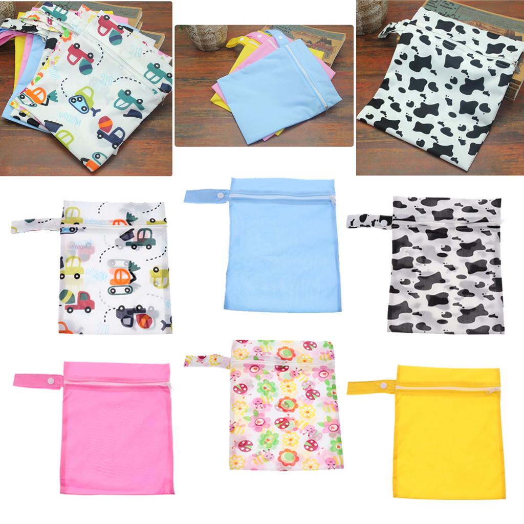 Baby Waterproof Reusable Zip Pouch Wet Dry Bag Cloth Diaper Nappy Pink